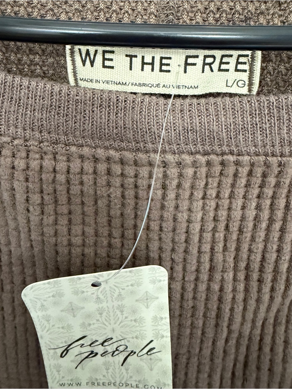 Free People Latte Blue Oversize Thermal Top - Picture 4 of 5